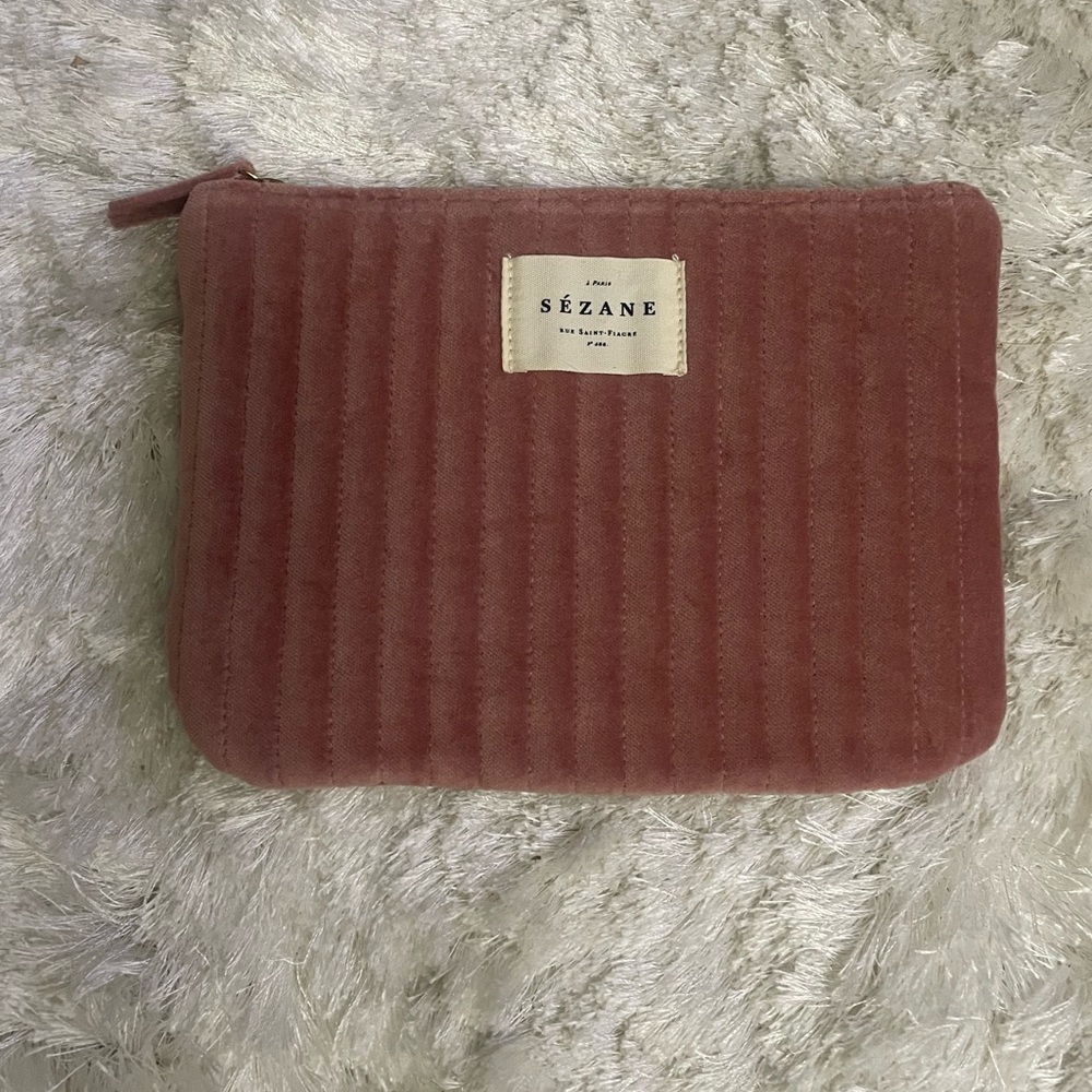 Sézane Quilted Cosmetic Bag in Dusty Rose